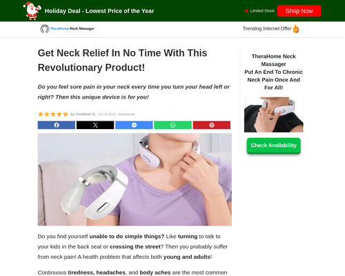 TheraHome Neck Massager - Get Rid of Neck Pain Forever!