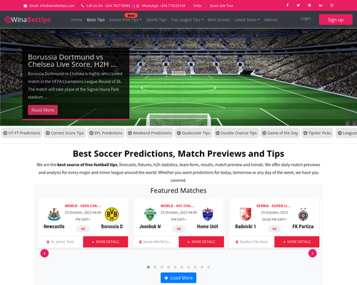 Winabettips  Best Prediction Site for Better and Faster Soccer Betting Tips