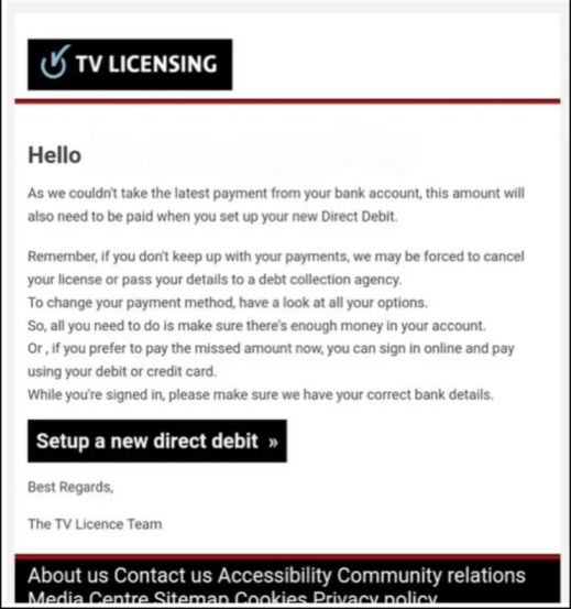 TV licensing e-mail