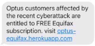 Equifax scam text message