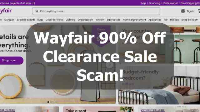Wayfari 90% off clearance sale scam