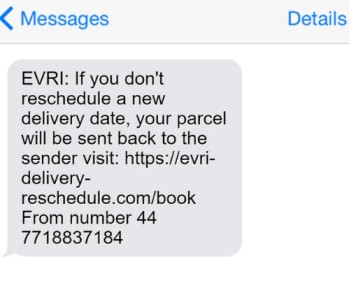 Evri scam text message